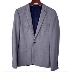ASOS Blazer Jacket Men 38 REG Gray One Button Slim Fit Stretch Business Casual